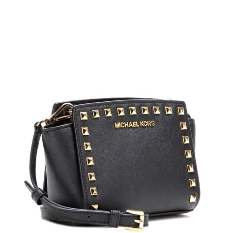 michael kors mini selma black studded|selma mini crossbody bag.